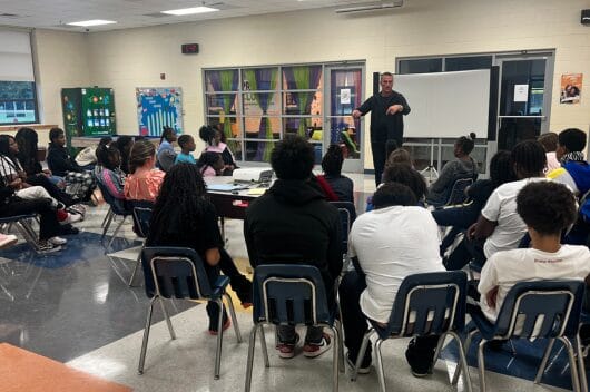 Chris Herren talking to Herren Project Club at the Boys & Girls Club of the Peninsula York Unit in Yorktown, VA