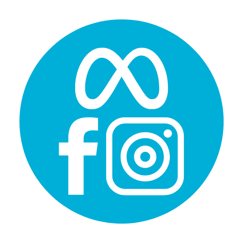 Meta Facebook and Instagram logos in blue circle